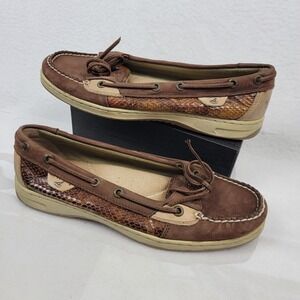 Sperry Topsider Anglefish Cordovan Boat Shoes Womens 7.5M Brown Leather Slip On
